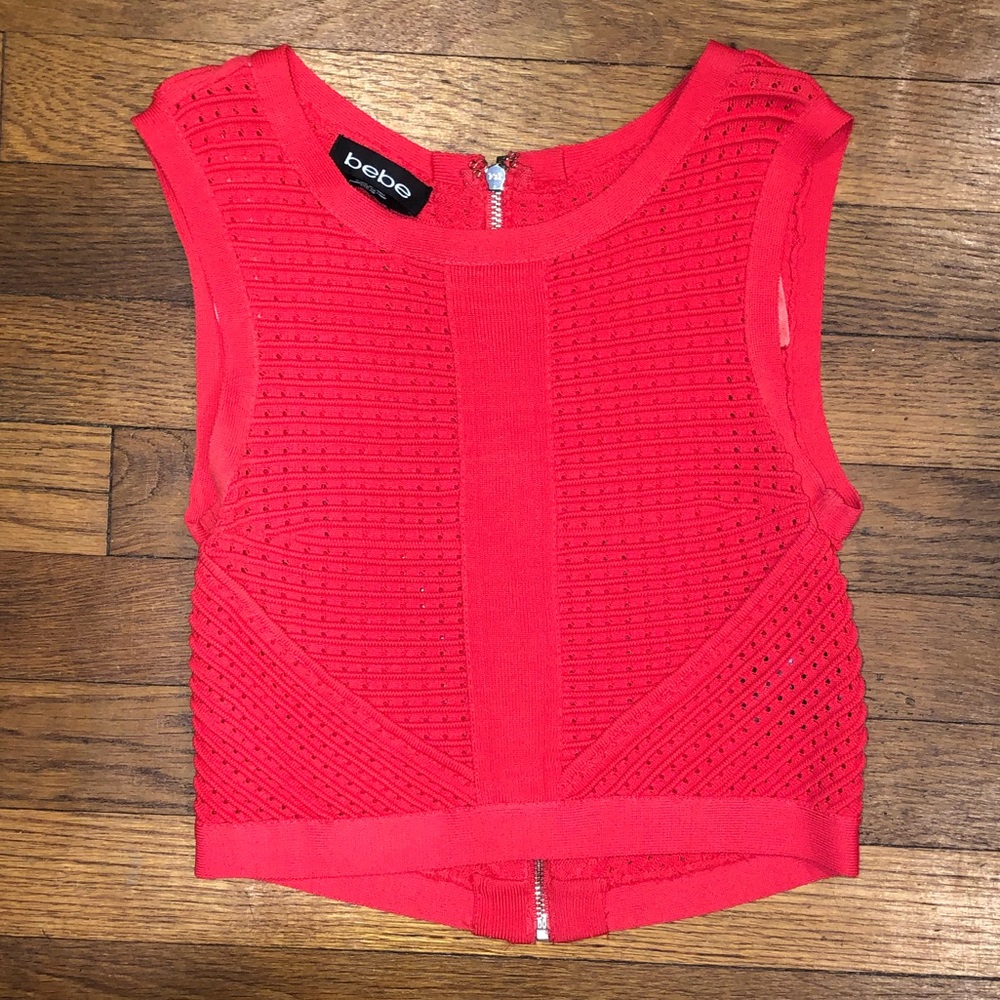 Bebe crop top in red hibiscus color. XXS